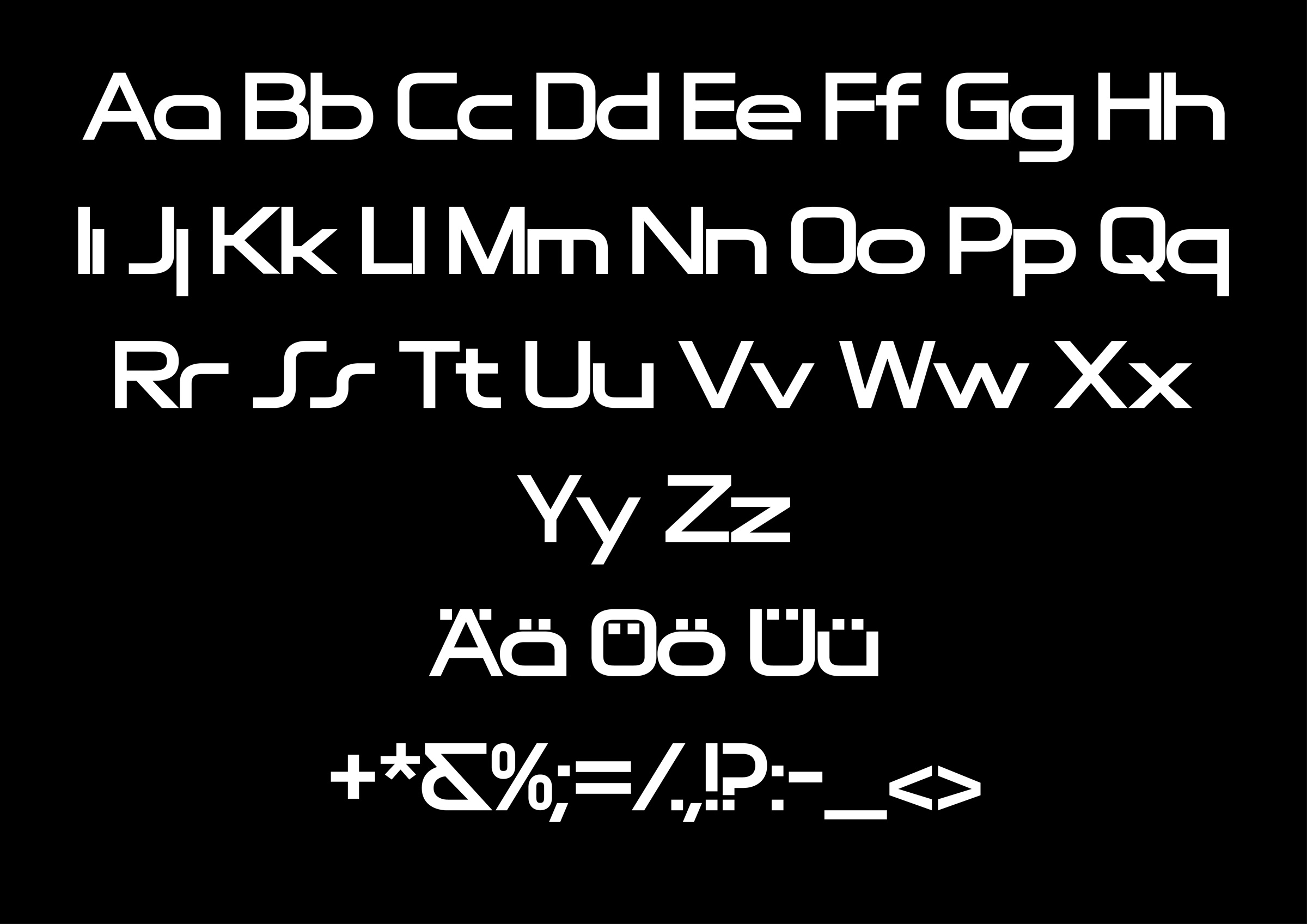 sendai typeface, character set
